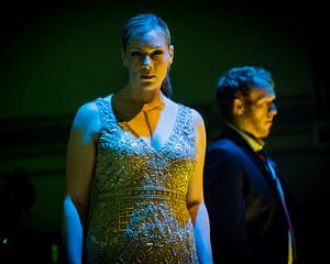 Jennifer Holloway as Salome and Oliver Johnston as Narraboth. Picture: Robert Workman