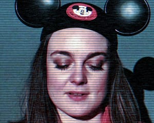 Lydia Cottrell in a Mickey Mouse hat