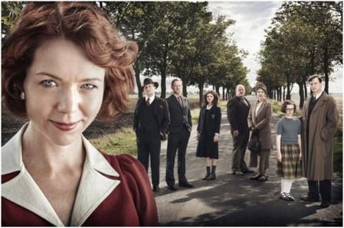 Photo caption:  Cast of South Riding. L to R: Anna Maxwell Martin, Peter Firth, Douglas Henshall, Charlie May-Clark, John Henshaw, Penelope Wilton, Katherine McGolpin and David Morrissey.  