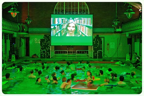 GHOSTBUSTERS swim-a-long cinema -at Bramley Baths photo Lizzie Coombes October 2013 