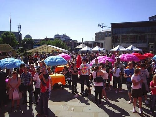 Crowds enjoying Bradford Pride in the sunshine May 2009