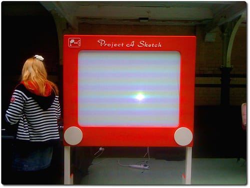 Image of a very big etch-a-sketch