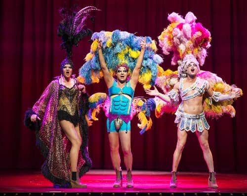 Richard Grieve as Bernadette Jason Donovan as Tick and Graham Weaver as Felicia - Priscilla Queen of the Desert - Photo credit