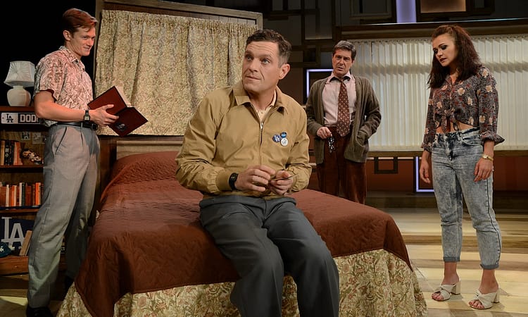 Mathew Horne as Raymond, Ed Speleers as Charlie, Elizabeth Carter as Susan and Neil Roberts as Dr. Bruener star in The Classic Stage to Screen production of Rain Man.