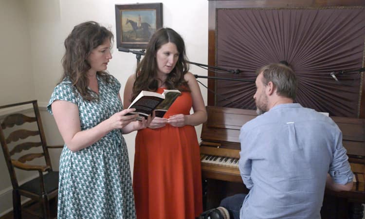 The Unthanks Sing Emily Bronte. From left:, Becky and Rachel with Adrian. Courtesy of The Unthanks.